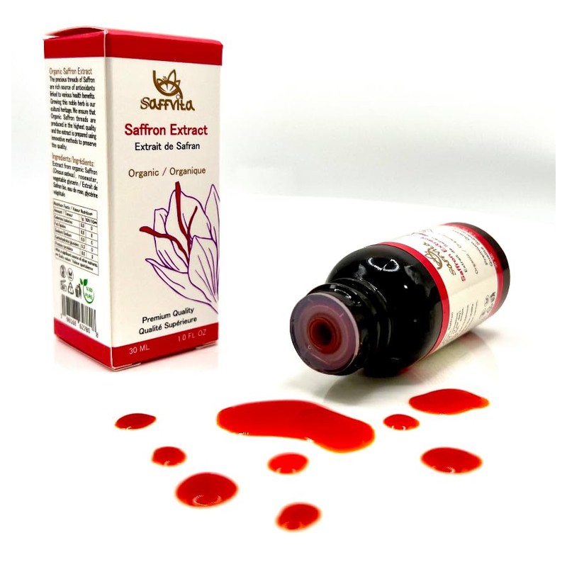 SaffVita "Organic Saffron Extract", Liquid Saffron Elixir, 100% Pure and