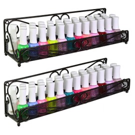 AMT 1 Tier Nail Rack, 2 Pack Metal Wall Mount Organizer, Essential Oils Organizer, Pantry Cabinet Door Shelf Storage.Hanging Display for Spice Jars, Nail Polish, Cosmetic Beauty Bottles