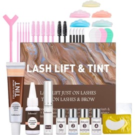 Lash Lift Kit - Lash Lift and Tint Kit Eyelash Perming Kit Lash Perm kit Eyelash Lift Kit semi-Permanent Curling Lifting Perming Wave for Beauty Salon Home Use All Tools Included (Brown)