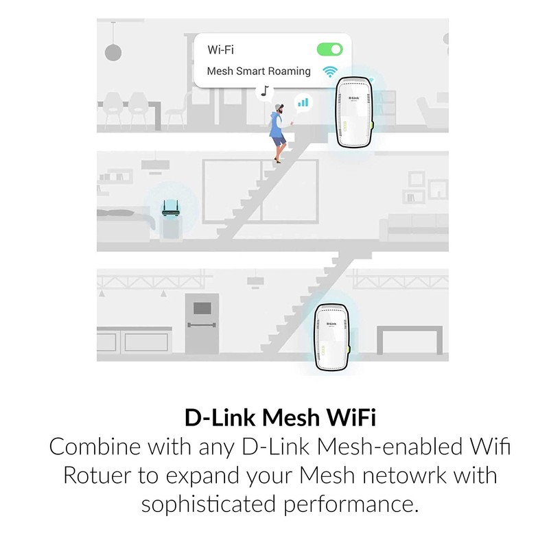 D-Link WiFi Range Extender Mesh Gigabit AC1750 Dual Band Plug