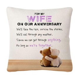 HKTNGEX Memorable Pillowcase Gift for Lover Couple Girlfriend Boyfriend Husband Wife Birthday Christmas Anniversary Valentine's Day Wedding Funny Throw Pillow Cover Cushion Cover Home Decor (Wife C)