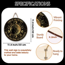 Gothic Door Sign Ouija Board Front Wooden Wreath Hanging Moon Astrology Witchy Tarot Mystical Decor Celestial Decorations for Home Party