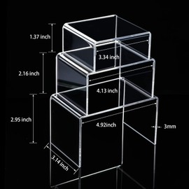 Chuangdi 2 Sets Acrylic Display Risers, Jewelry Display Riser Shelf Showcase Fixtures (Clear, Medium Set)