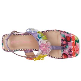 Betsey Johnson Women's Jaydda Flat Sandal, Berry Multi, 11