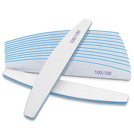 12 PCS Double Sided Emery Board Nail Files, 100/100 Grit for Acrylic & Natural Nails, Washable & Reusable