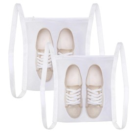 2 Pcs Shoe Dryer Bag for Shoes,Mesh Laundry Bags with Shoulder Straps and Zipper, Reusable, Suitable for Washing Machines, Most Dryer Doors, 14.9 * 16.5 Inches and 15.7 * 15.7 Inches (White)