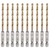 sourcing map 10pcs 1/8" Hex Shank Drill Bits 1/4" Titanium