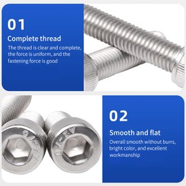 4-Piece Screws Set, Allen Screws with Hexagon Socket, A2 Stainless Steel Allen Screws 1.25 mm Fine Thread Mounting Screw Fine Thread Hex Screws Hardware (M10 x 20)