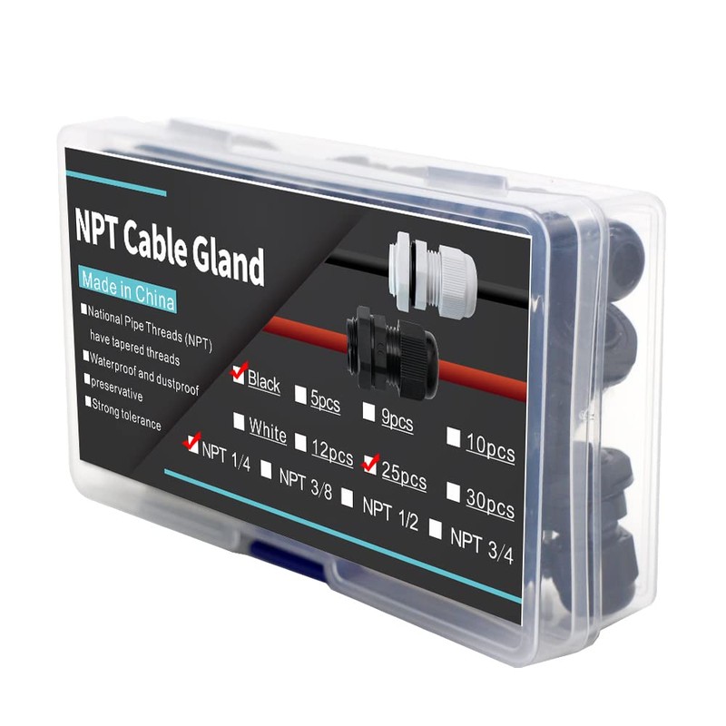 NPT Cable Glands Joints 1/4” Electrical Strain Relief Cord Connector
