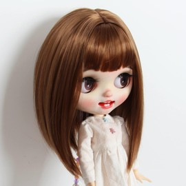 Linfairy 9-10 inch Doll Wigs on Shoulder Hair (Brown)