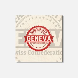 Unbranded Geneva Switzerland Grunge Travel 4'' X 4'' Square Wooden Coaster