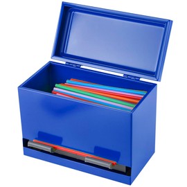 2Fold Stainless Steel Straw Dispenser - Drinking Straw Holder For Bulk Unwrapped Paper and Disposable Plastic Straws - Includes Custom Label Stickers (Blue)