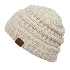 C.C Hatsandscarf Exclusives Cable Knit Beanie - Thick, Soft & Warm Chunky Beanie Hats (Chenille Beige)