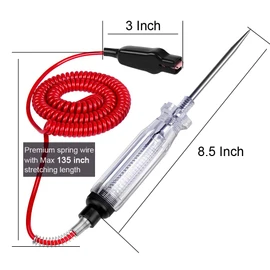 Probador de circuito automotriz resistente, luz de prueba de 6 – 24 V con cables de prueba de resorte extendidos y sonda de perforación afilada, probador de continuidad de voltaje con luz indicadora de repuesto para coche/vehículos, 2 unidades