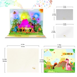 GREETING ART 3D Pop Up Birthday Cards, Dinosaur Musical Birthday Cards, Birthday Cards With Music and Lights, Happy Birthday Card for Kids, Boys, Girls, Women, Men