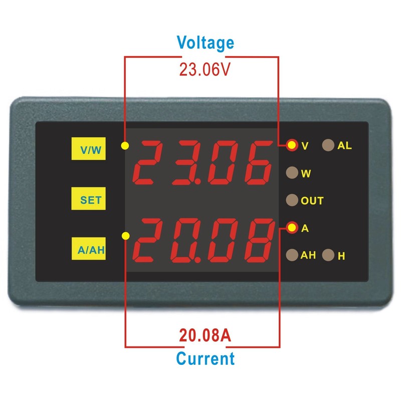 AiLi DC 0-90V 0-30A Voltage Current Energy Power Watt Meter