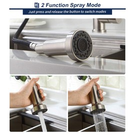 HOMELODY Pull Down Faucet Replacement, 2 Functions Sprayer Head, G 1/2 Pull Out Spray Head, Brushed Nickel Finish