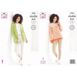 King Cole 5736 Knitting Pattern Womens Cardigan and Sweater in Cottonsoft DK