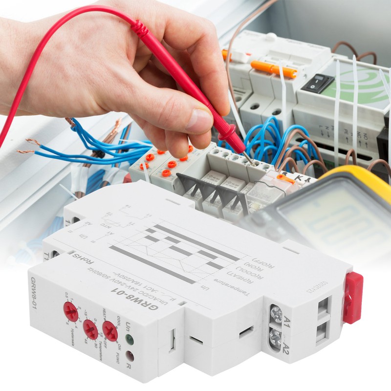 Temperature Control Relay LED Indicate High/Low Temperatures Monitor with Probe