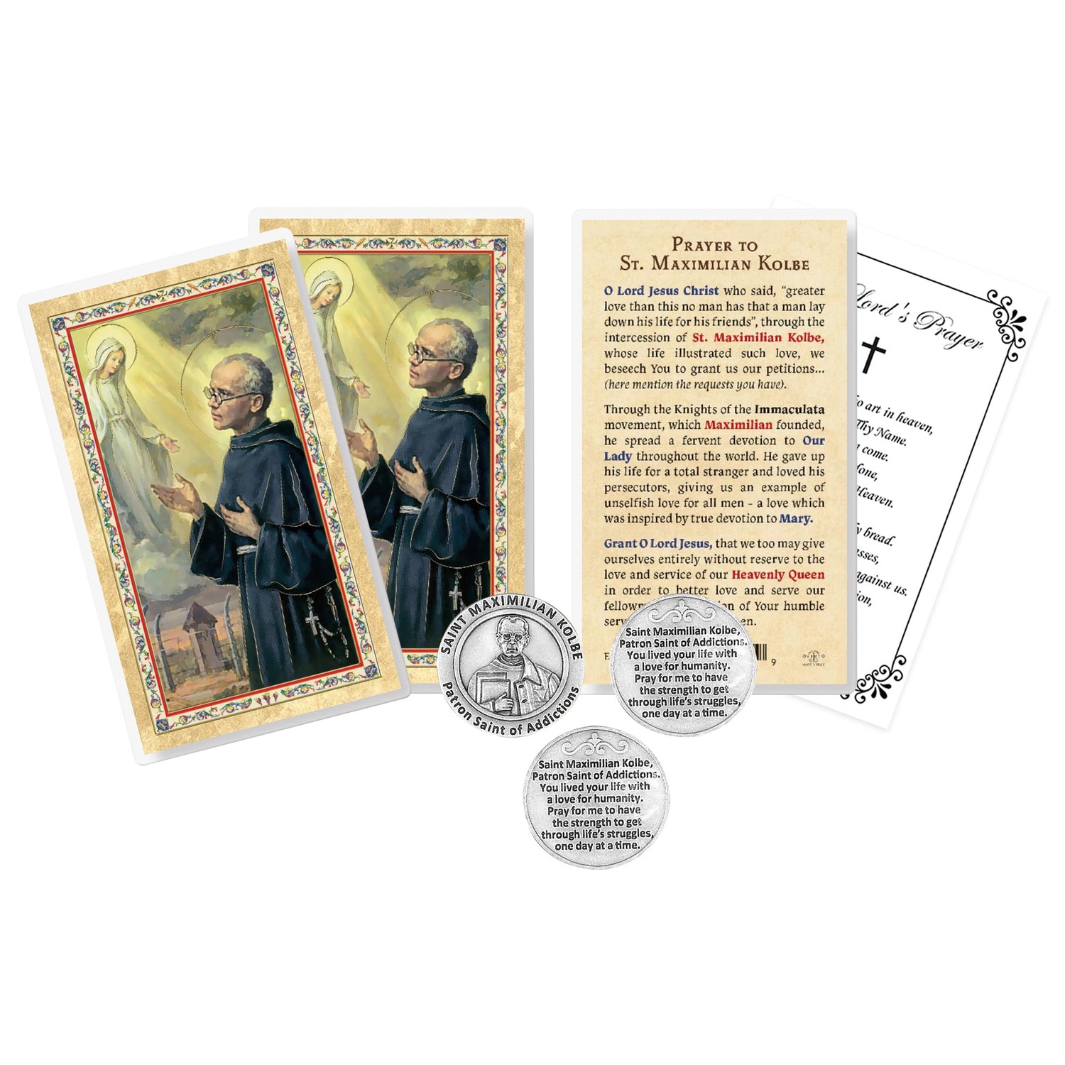 Saint Maximilian Kolbe Prayer Card - Italian St Kolbe Medal Tokens, The ...