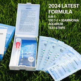 Aquarium Test Strips Kit,8-in-1– 150 Strips Total, 50 Ammonia Test Strips, Ammonia Test Kit for Fish Tank Test Strips, Freshwater & Saltwater, Includes pH, GH, KH, Nitrate Test Kit and More