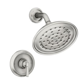 Moen Halle Spot Resist Brushed Nickel Shower Faucet Trim Set featuring Wide Showerhead and Lever Handle with Posi-Temp Valve Included, 82971SRN