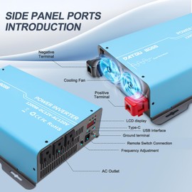DATOUBOSS 2200w Pure Sine Wave Inverter 12V Car Power Inverters 12V DC to 110V 120V AC Inverter Converter, Peak 4400W with Dual AC Outlets and USB & Type-C for Car, RV, Home, Truck, Off-Grid Solar