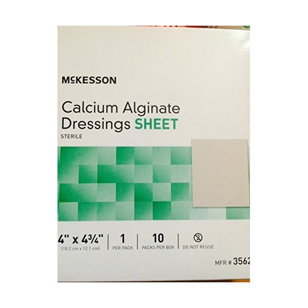 Calcium Alginate Dressings Mckesson Calcium Alginate Dressings Sheet 4" X 4 3/4" Sterile (Box of 10) (Mckesson 3562)