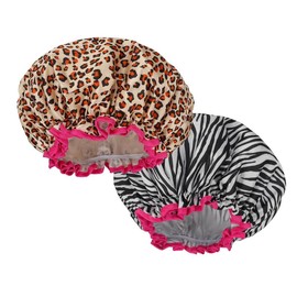 Shower Cap Reusable Waterproof,Shower Caps for Women,Hair Cap for Shower,Hair Cover for Shower,Shower Cap for Long Hair,Hair Shower Cap,Satin Lined Shower Cap,Shower Cap for Men,Shower Hair Cap - Color: black heart