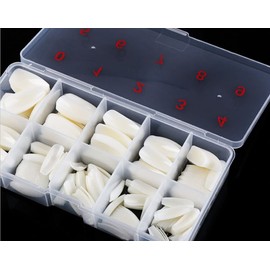 500 Pieces Round Ballerina Full Cover Nails (Natural) with Storage Box and 2g Glue, Beauties Factory Natural Ballet False Nail Tips in 10 Sizes (Size 0-9) for Nail Salons DIY Extensions Design