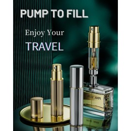 BRARIOS 2Pcs Travel Perfume Atomizer Refillable,Empty Portable Cologne Dispenser,Mini Aftershave Sprayer for Men and Women (Black&Gold/10ml)