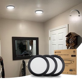 NOVELUX-ETL Listed 7 inch Flush Mount Ceiling Light Fixtures,12W 1200LM Dimmable,5000K Ultra Thin Round Led Ceiling Light for Bedroom,Living Room,Kitchen,Hallway,Bathroom,3Pack