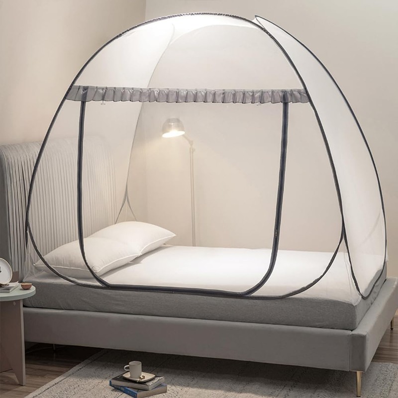 Pop Up Mosquito Net Tent for Beds with Bottom,Bed Canopy