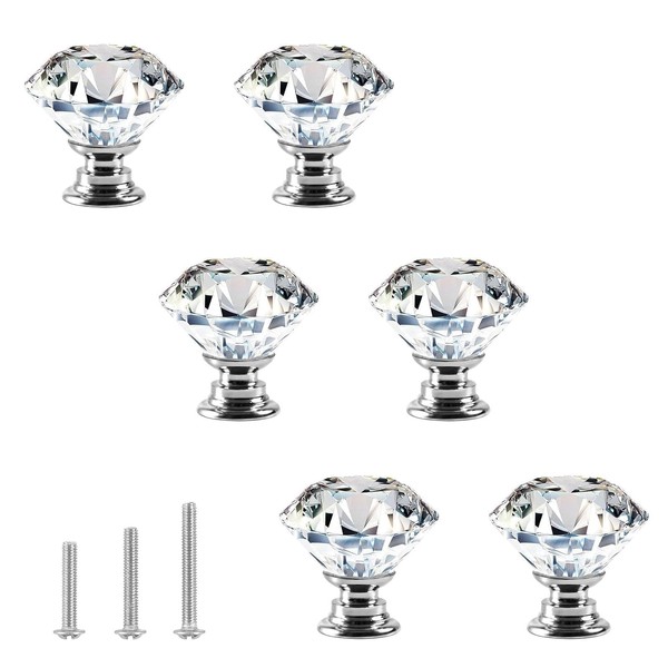 ShipeeKin Crystal Glass Cabinet Knobs, Chest of Drawers, Furniture Knobs,