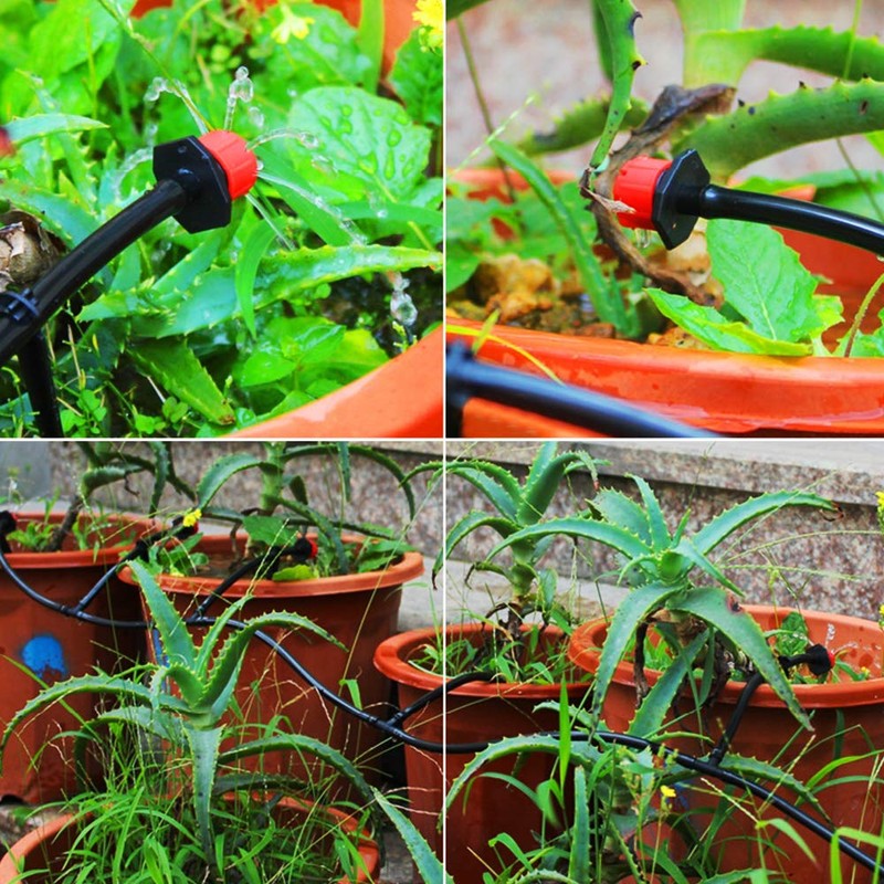 100pcs 360 Degree Adjustable Irrigation Drippers Sprinklers, 1/4 Inch Emitters