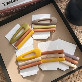 Women's Half-Up Snap Pin and Claw Hair Clip Set Pastel Coffee Set 4ea