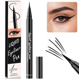 Liquid Eyeliner, Liquid Eyeliner Waterproof with Precise Brush Tip Eye Liner Pen for Thin & Thick Lines, Professional Ink Eyeliner Pencil for Woman, Smudge-Proof, Stay All Day, Easy to Use, Black