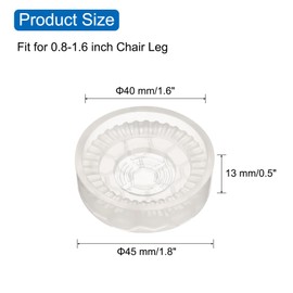 sourcing map 8pcs Rubber Furniture Caster Cups Round Chair Leg Floor Protectors Non-Slip Furniture Pads Grips Stoppers for Hardwood Floors, Transparent (Fit 0.8-1.6 Inch Chair Leg)