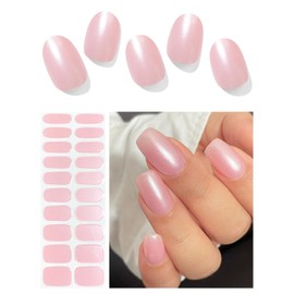 AutyaMee Semi Cured Gel Nail Strips (Pink Chrome)-20 PCS Gel Nail Wraps | Gel Nail Stickers, Salon Quality & Easy To Use | UV Light Required