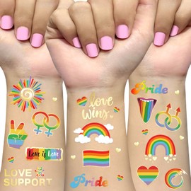Ovasorve Pride Temporary Tattoos 56 Glitter Styles Rainbow Temporary Tattoos for Pride Equality Parades and Celebrations