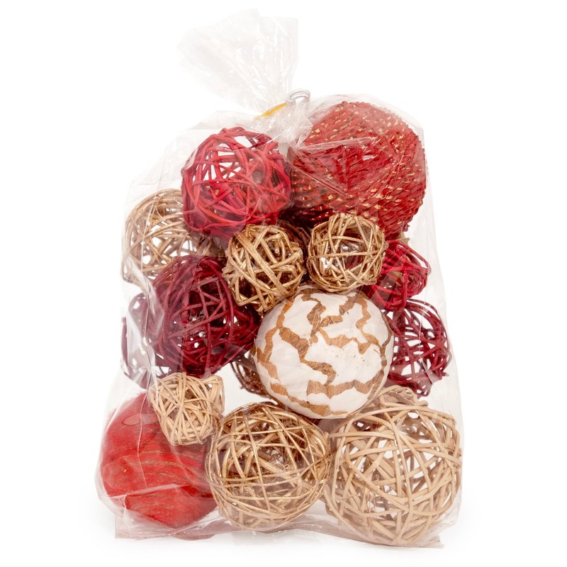 ANDALUCA Decorative Balls Bag Bowl Filler Home Decor (Red Gold)