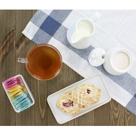 Darware Sugar and Creamer Set; 3-Piece Set w/Cream Pitcher, Sugar Bowl, Sweetener Packet Holder, White Ceramic Tea/Coffee Set