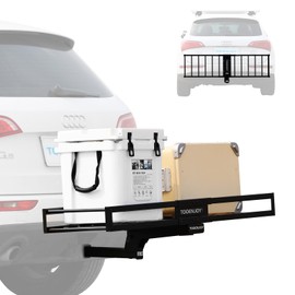 TOOENJOY 59" x 15.5" x 5" Skinny Roof Cargo Carrier Basket, Foldable and Tilting Design, 200 LBS Capacity, Fits 2" Hitch Receiver for SUV Pickup Truck