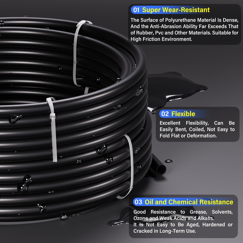 TAILONZ PNEUMATIC Black 6mm OD 4mm ID Polyurethane PU Air