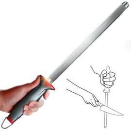 Honing Steel for All Kitchen Knives Daily Sharpening Maintenance - Premium Kitchen Knife Sharpener - Sharpening Steel for Kitchen Accessories -Knife Steel- Balanced Sharpening Rod - 9"