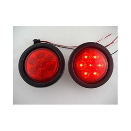 United Pacific 4" Round Red 7 LED Trailer Truck Brake Stop Turn Tail Light Kits/Red Lens