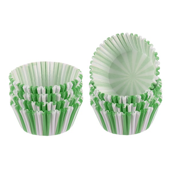 HARFINGTON 200 Count Cupcake Liners Green Stripes Cupcake Cups Standard
