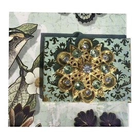 Punch Studio Gold Foil Journal w/Jewel Brooch Closure ~ Sparrow Garden 15500