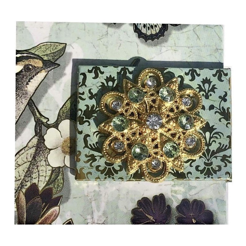 Punch Studio Gold Foil Journal w/Jewel Brooch Closure ~ Sparrow