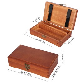 Fdit Wooden Pencil Box, Wooden Box with Hinged Lid, Solid Wood Sketching Pencil Box for Children Stationery Storage 20 x 11.5 x 5.3 cm